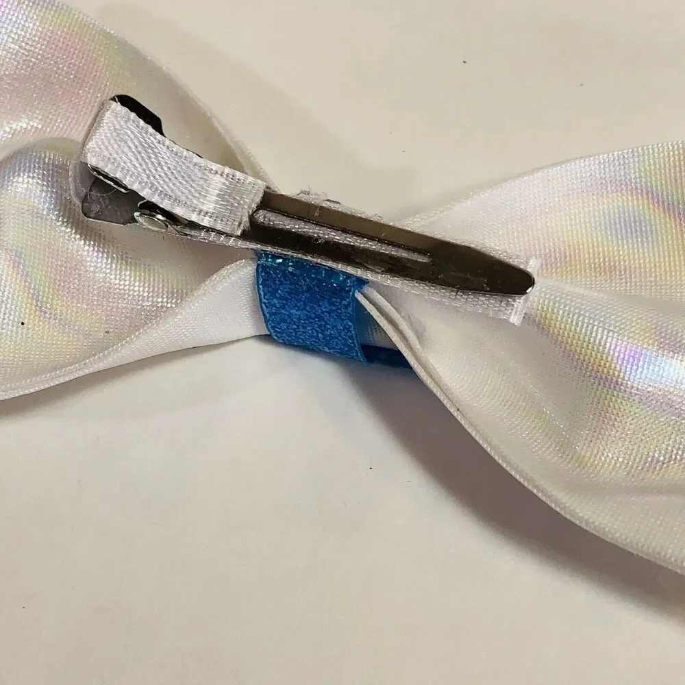 Hair Clip Barrette Lot Ribbon Bow Trendy New Coquette White Teal Glitter Ballet